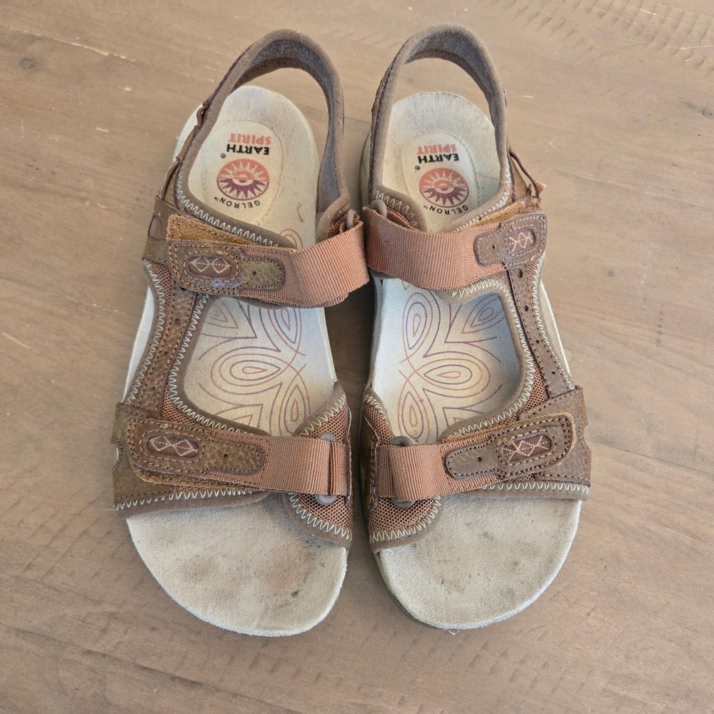 Earth Spirit Sandals Womens 8 Brown Gelron WMES28ER064 Adjustable Straps